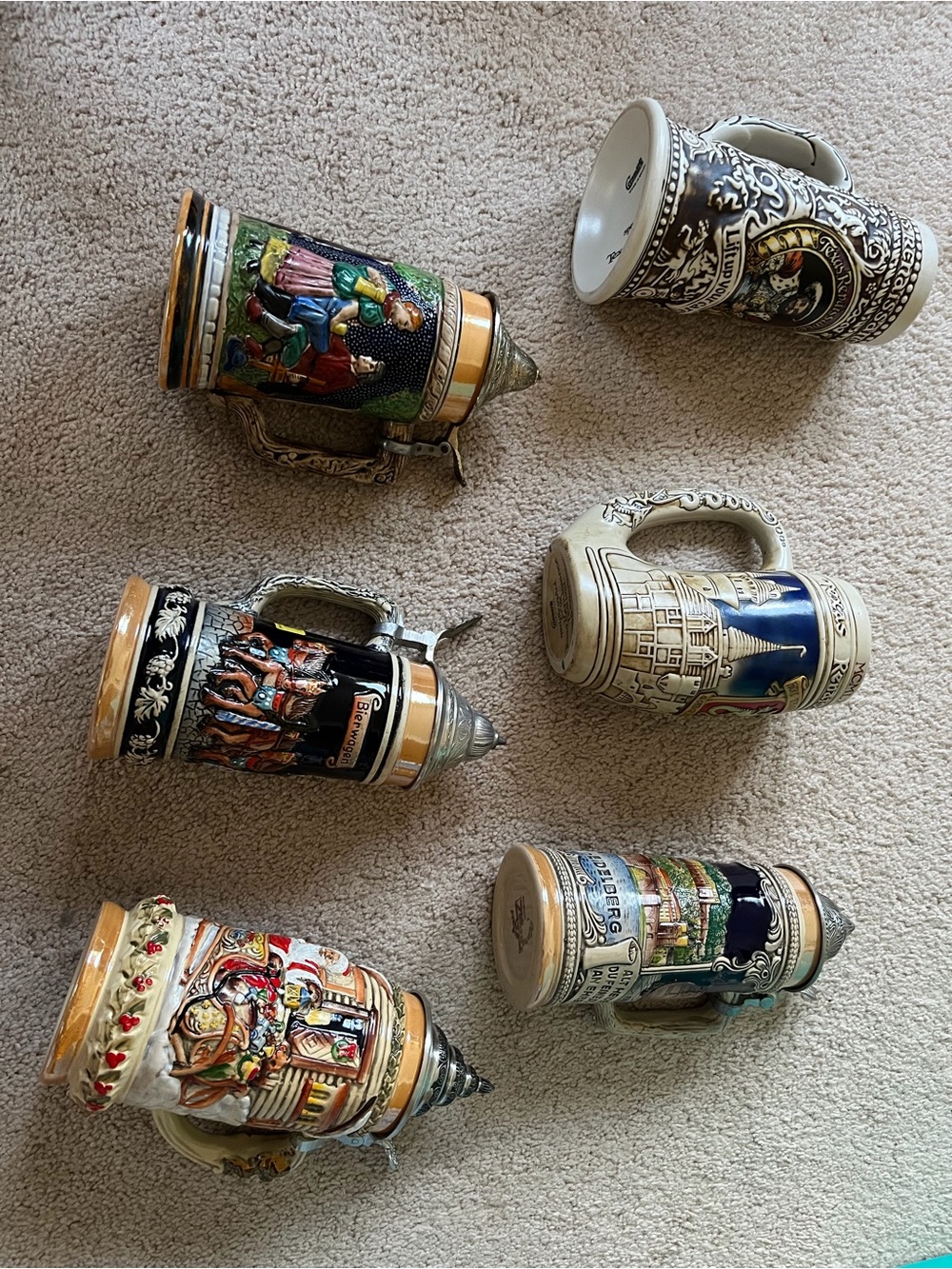 Authentic German Beer Steins - Set of Six